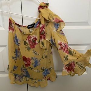 Nixon Asked Cash, One Shoulder tie up blouse, size small
